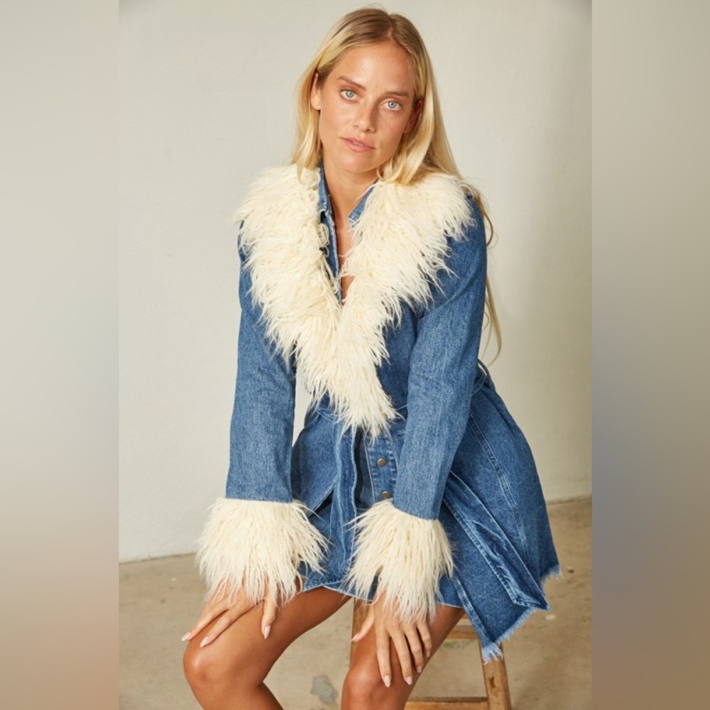 Too Cool For School Belted Denim Pennylane Coat - Picture 4 of 4